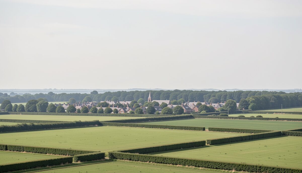 Looking out over the layered Essex landscape from high ground near Castle Hedingham. Illustrative image, generated with AI.